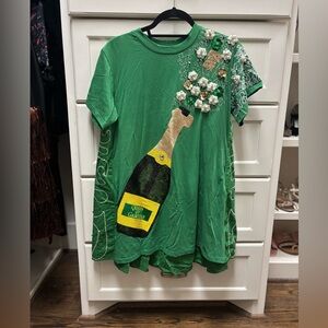 QUEEN OF SPARKLES Green Champagne Tailgate Dress